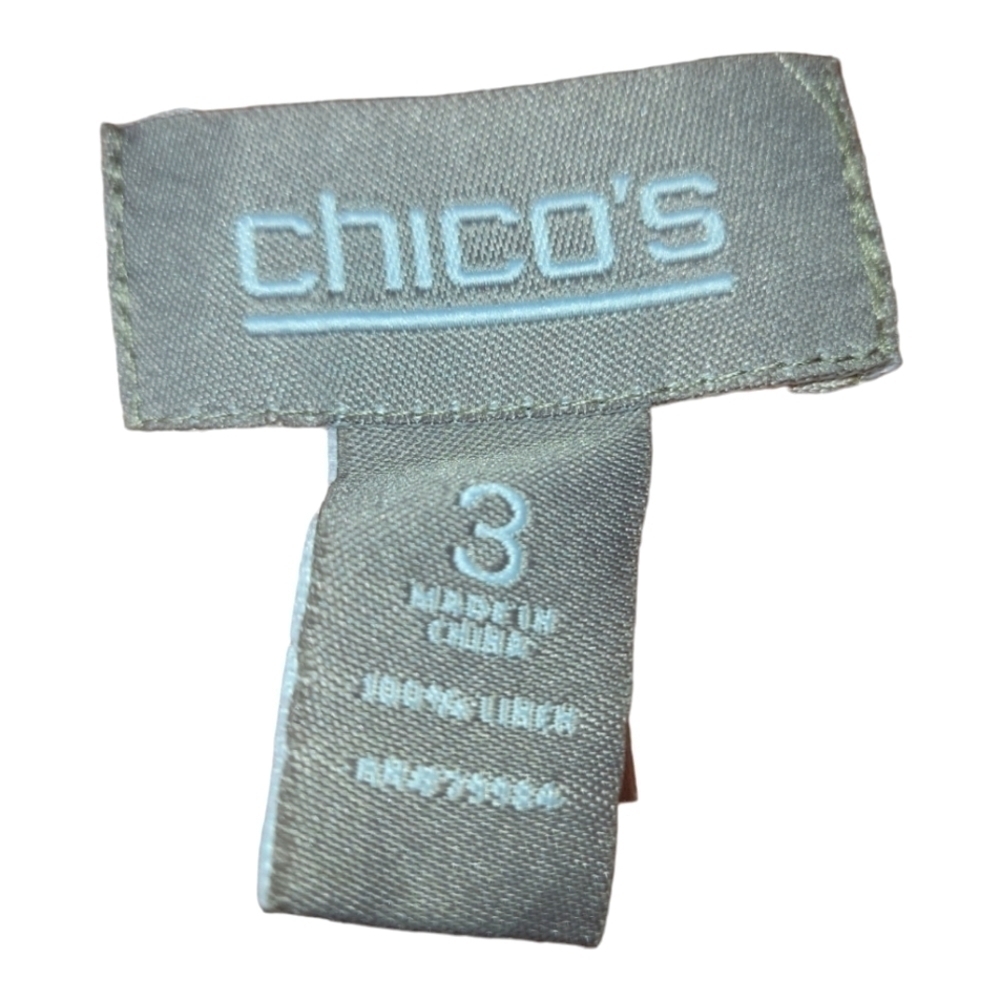 Chico's Women's 100% Linen Open Front 3/4 Sleeves Fall Summer Blazer Chico Sz 3 - Picture 5 of 7